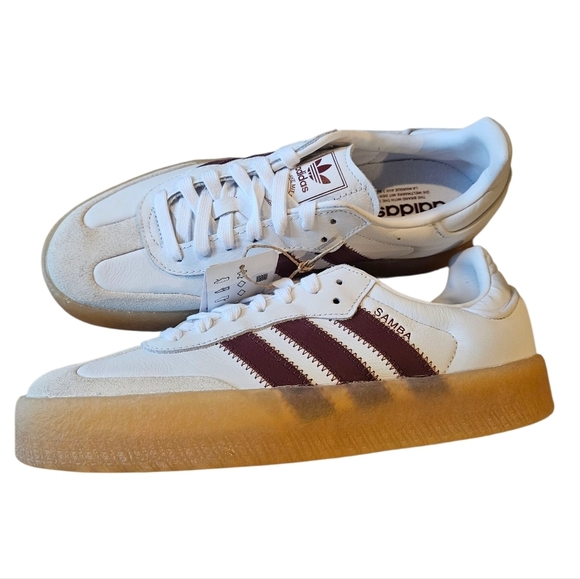 Adidas Originals Sambae Sneakers White and Burgundy Womens NEW - Picture 8 of 8